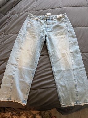 NWT Madewell Light Wash Curvy Pieced Barrel-Leg Jeans